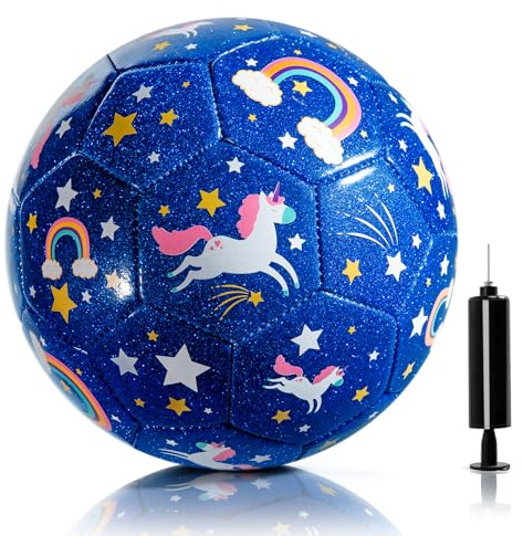 U&C Planet Ballon de Foot Taille 2 pour Tout-Petits et Enfants avec Pompe – Petit Ballon Souple avec Motif Unicorn, Cadeau pour Garçons et Filles – Jeu Intérieur et Extérieur Jardin