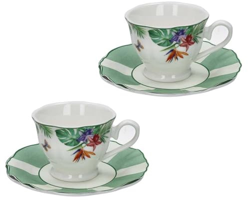 BRANDANI Tazze caffè con Piattino Oasi Set 2 Pezzi 90ml Porcellana