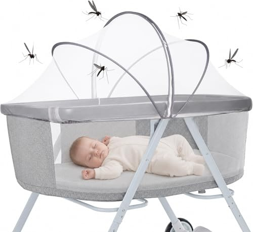 100x55cm Moskitonetz Babybett, Moskitonetz Kinderwagen Faltbar, Universal Insektenschutz Kinderwagen, Baby Insektenschutz Mit Leisem Reißverschluss für Babybetten,Kinderwagen (Weiß)