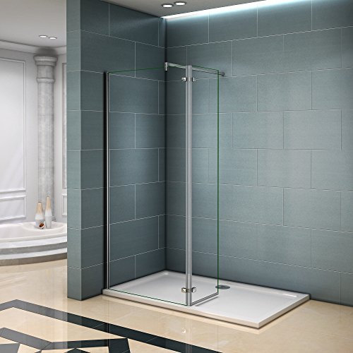 Paroi de douche 90x200 avec retour pivotante 40cm et la barre de fixation avec la pince tourné à 360 degré 140cm paroi de douche à l'italienne