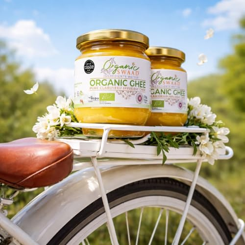 Organic Swaad English Ayurvedic Clarified Ghee 600g (300g x 2) | Great Taste 2020 Winner, Organic Certified, Grass Fed Cows