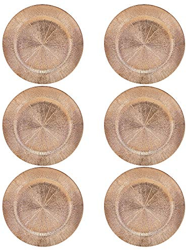 33cm Plastic Christmas Charger Plates (Rose Gold - Blast, 6)