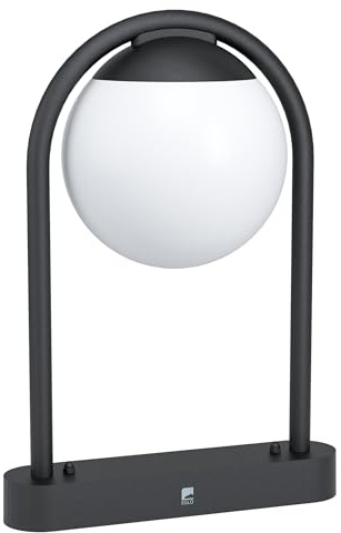 EGLO Außen Sockellampe Prata Vecchia, 1 flammige Außenleuchte | Minimalistisch, Sockelleuchte aus verzinktem Stahl in Schwarz und Kunststoff in Weiß, Außenlampe mit E27 Fassung, IP44