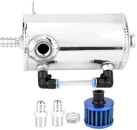 KSTE Catch Tank Oil, Universal 0.5L Oil Catch Can Aluminum Alloy Breather Tank Reservoir with Air Filter