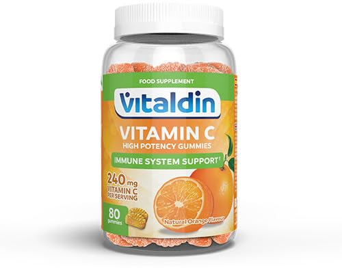 VITALDIN Vitamin C Gummies – 240 mg Dosis pro Tag – 80 Fruchtgummis (Vorrat für 40 Tage) – Orangengeschmack – Stärkung des Immunsystems – Glutenfrei – für Kinder & Erwachsene