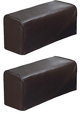 Vonluxeshop 2 Stück Armlehnenbezüge, PU-Leder, Sofa-Armlehnenschoner, Stretchmaterial, wasserdicht braun