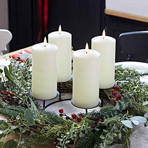 Lights4fun 56cm Adventskranz inkl. Kerzenhalter und 4er Set TruGlow® LED Kerzen 15cm
