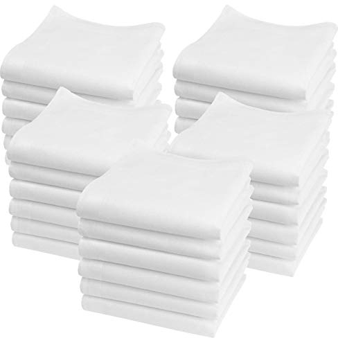 30 Pequeños pañuelos de color sólido - Modelo Lilliput - 23 centimetros (Blanco x 30)