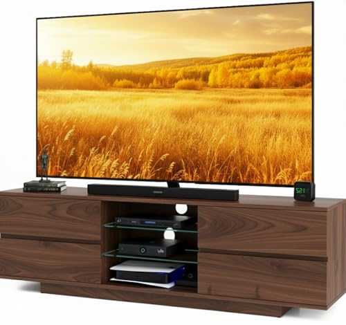 Homeology Avitus Premium Walnut with 4-Walnut Drawers & 3-Shelf 32-65 LED/OLED/LCD TV Cabinet