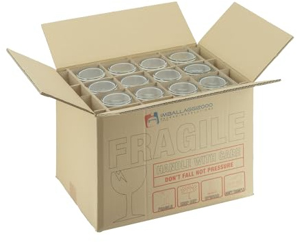 IMBALLAGGI 2000-1 Scatolone per Trasloco Bicchieri - Scatoloni 40x30x30 cm - Ogni Scatola Contiene 24 Bicchieri 12 Calici - Rinforzate Doppia Onda - Imballaggi per Spedizione e Trasloco