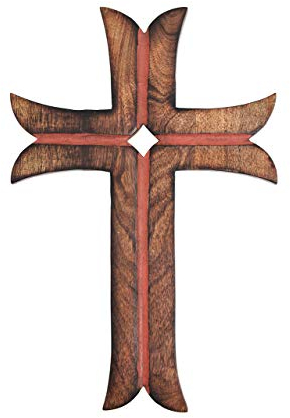 Ajuny Croce da Parete in Legno Fatta a Mano Decorativa da Appendere al Muro per Chiesa Casa Ufficio Regali Religiosi Ideale 15x10 Pollici