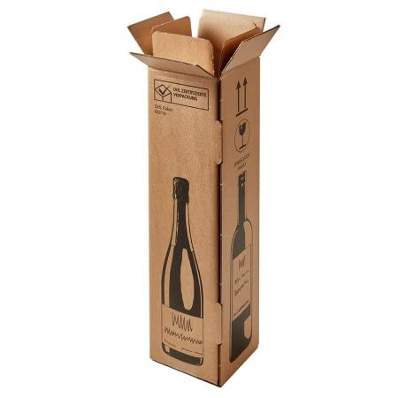 BB-Verpackungen Lot de 20 cartons d'expédition pour bouteille de vin - 105 x 105 x 420 mm - Solides, robustes, en carton pour bouteille, 1 bouteille) - Lot de 10 et 80 pièces