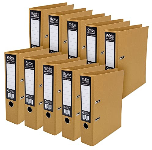 Pukka Pad, Kraft Recycled Lever Arch A4 Binder - 2 Ring, 70mm Paperboard File - Pack of 10 - Made of 100% Recycled Card, Recycle Me After Use