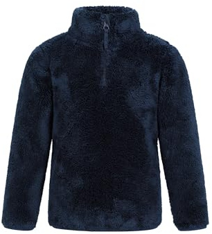 Mountain Warehouse Polaire Teddy à Demi-Fermeture éclair Unisexe pour Enfant - Légère, Respirante, Chaude, Sweat-Shirt - Idéal pour l'hiver et Les activités de Plein air Bleu Marine 11-12 Ans