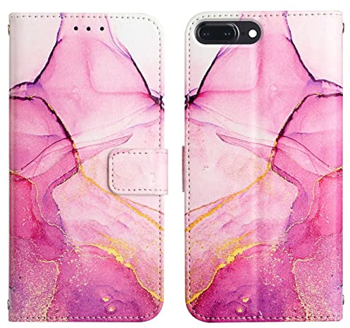 LEMAXELERS iPod Touch 5 / iPod Touch 6 / Touch 7 Hülle,iPod Touch 5 Handyhülle Glitzer Marmor für Mädchen Flip Case PU Leder Cover Magnet Schutzhülle Handytasche für iPod Touch 5,YB2 Marble Pink Zi