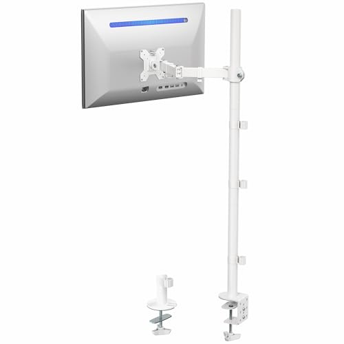 VIVO STAND-V011W Extra hoher Einzel-Monitorständer mit 99,1 cm Stange, voll verstellbar, neigbar und beweglich, hält 13 bis 81,3 cm Bildschirme bis 10 kg, mit VESA-Halterung, Weiß