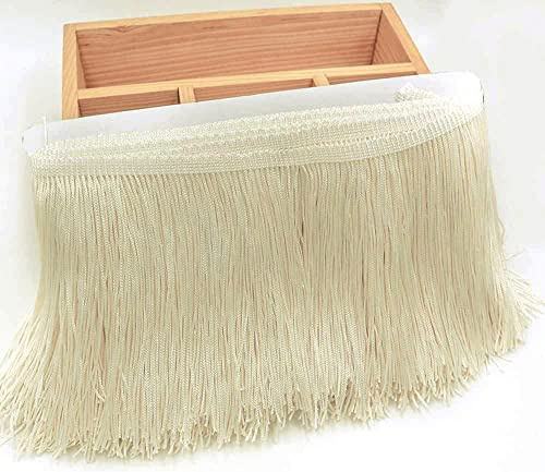 Duories 2 Meters 15cm Seide Fransen Quaste Fransenborte Fransenband Schnittfranse Dekoband Zierband Dekoborte Tanzfransen Nähzubehör für DIY Basteln Apparel Kleidung,Kostüme,Nähen,Dekoration,Beige