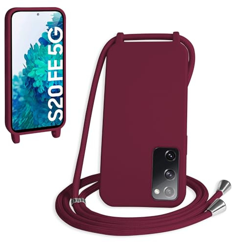WenBaby Handykette für Samsung Galaxy S20 FE Hülle mit Band,Handyhülle mit Schnur zum Umhängen Silikon Seil Necklace Schutzhülle mit Kordel Tasche Case TPU Bumper für Galaxy S20 FE- Rot