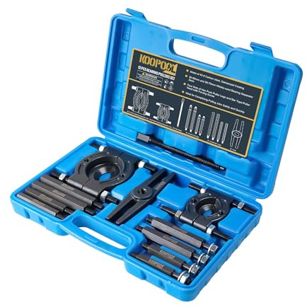 KOOPOOL 12-Piece Bearing Puller, Wheel Hub Puller Set, Wheel Bearing Removal Tool, Blind Bearing Puller, 5 Ton Capacity Bearing Separator with 2’’ and 3’’ Bearing Separator Jaws