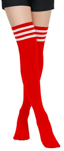 PONCEAU Damen Mädchen Kniestrümpfe Overknee Lange Streifen Strümpfe Oberschenkel Hohe Socken Leggings Strümpfe Sport Socken