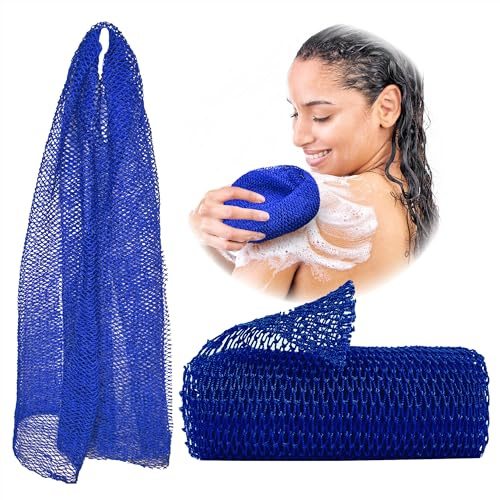 Adeton Afrikanische Peeling-Netzschwämme, Authentisch, Echt, Körperschrubber, Langes Waschtuch, Körperpeeling, 17 Farben, Sapo, Duschzubehör, Rücken-Fuß-Kopfhaut-Schrubber, Flacher Toter Hautentferner