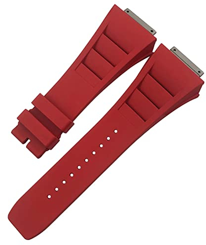 CYSUE 19 mm hochwertiges Gummi-Uhrenarmband für Richard Mille RM035 011 055 030 Schwarz Weiß Rot Metall Interface Uhrenarmband, 19 mm, Achat
