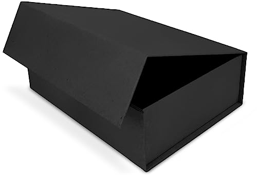 Verpackungswelt Geschenk-Box mit Deckel | 23 x 17 x 10 cm | Geschenk-Karton mit Magnet-Verschluss | Perfekt für Geburtstag, Hochzeit, Weihnachten, Geburt | Geschenk-Verpackung in Schwarz Natur