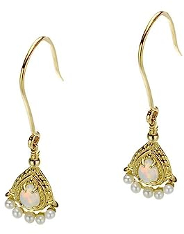 KnSam 18K Au750 Gelbgold Ohrringe Echt Goldschmuck, Vintage Retro Ohrhänger mit Labor Erstellt Opal Tropfenschliff, 750 Gold Ohrstecker Damen Vintage für Frauen, Gold