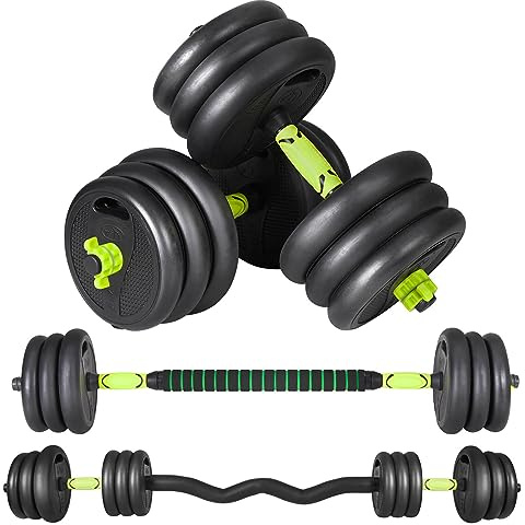 Jinpalay 40KG Pesas y Mancuernas Ajustables, con Barra de Unión Recta y agarre antideslizante para curl