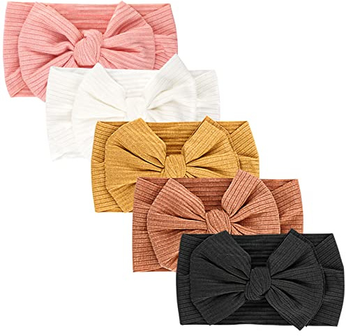 DRESHOW 5 Pezzi Bambino Fasce per Neonati e Ragazze Fascia Elastico Ribbing Set-04, 1 unidad (Paquete de 5)
