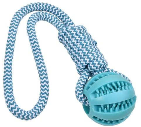 Volumoon Palla con Corda Indistruttibile per Cani - Giocattolo da Masticare 6cm Cura Dentale e Pulizia dei Denti