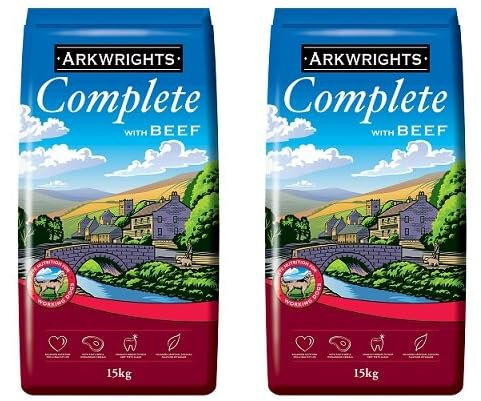 (2 Pack) Lothian Stores UK Arkwrights Complete with Beef 15kg (30kg Total) - Dry Dog Food