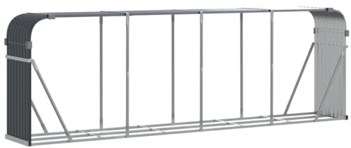 vidaXL Kaminholzunterstand, Kaminholzregal mit viel Stauraum, Feuerfest Brennholzregal mit Haken, Garten Holzlager Unterstand, Anthrazit 300x45x100cm Verzinkter Stahl