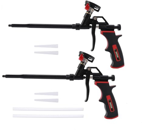 DAFEIKE Schaum-Sprühpistole, Schaumstoff-Isolierpistole, aktualisierte Teflon-Schaum-Dosierpistole, Reiniger, spart expandierende PU-Schaumpistole zum Isolieren und Abdichten, 2 Stück, Schwarz