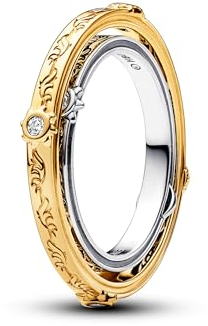 PANDORA Game of Thrones Drehender Astrolabe Ring aus Sterling Silber mit vergoldeter Metalllegierung, Cubic Zirkoniastein, Größe: 54, 163136C01-54