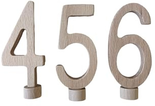 Zahlenstecker 4 5 6 Geburtstagsstecker Zahlen Holz naturfarben Natur Deko Zubehör für Geburtstagszug Geburtstagsring Geburtstagstisch