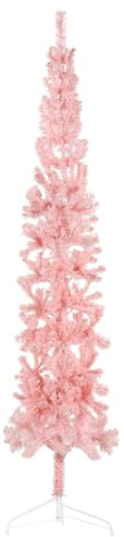 Home Outdoor OthersSlim - Medio árbol de Navidad artificial con soporte, color rosa, 210 cm