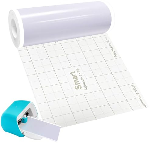 Smart Vinyl Permanent für Cricut Joy, 14x500cm Weiß Smart Adhesive Vinyl, Vinyl Plotter Film, Plotterfolie Selbstklebend für DIY Tassen, Autos, Banner, Dekoration