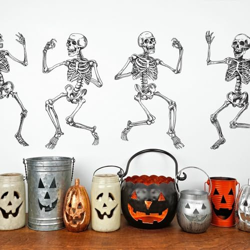 COVPAW® Wandtattoo Wandaufkleber Skelett Wandsticker Wandbild Bilder Halloween Allerheiligen Dekoration Streich Wohnzimmer Schlafzimmer Kinderzimmer Küche Party Fest Geschenk (WSKELLET4)