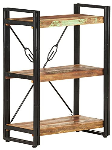 Sufrk Bücherregal 3 Fächer 60x30x80 cm BüCherregal Regal Bookshelf Bucherragel BüCher Regal Altholz Massiv