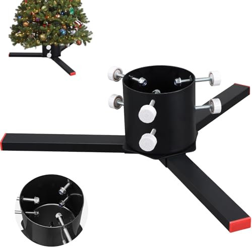 Starbover Support de sapin de Noël pour arbres réels, support de sapin de Noël en métal pour troncs de 4 à 14 cm, support robuste pour arbres vivants et arbres artificiels jusqu'à 2,1 m, noir