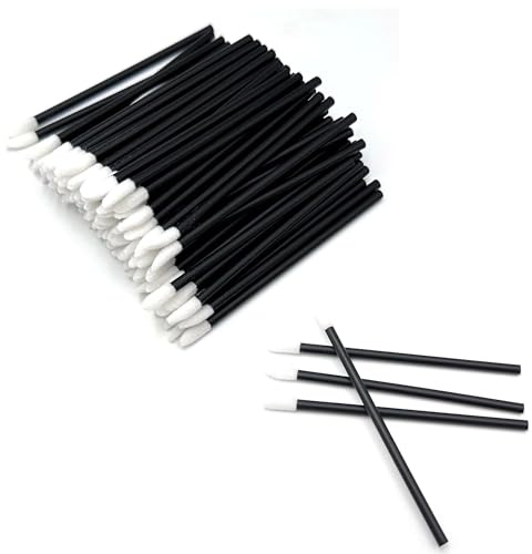 ZEVONDA 100 PCS Disposable Lip Brushes - Black Lip Gloss Brush Lipstick Applicator Concealer Brushes Makeup Lip Applicators Eyeshadow Applicator Disposable Cosmetic Brush Tool