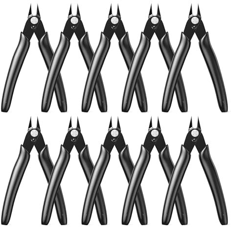 10 Stück Elektronik Seitenschneider Klein: 130mm Elektronik Schneidezange, Mini Durable Seitenschneider, Elektronik Drahtschneider für Modellbau, Schwarz