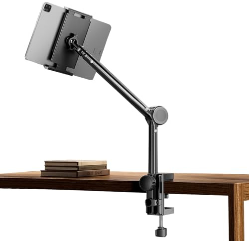 Chingcoo Surfplattehållare, iPad hållare, surfplattestativ för sänghållare 360 graders roterbar med stabilem aluminiumarm för iPad, surfplattor, telefoner eller andra enheter med 4,5 till 12,9 tum