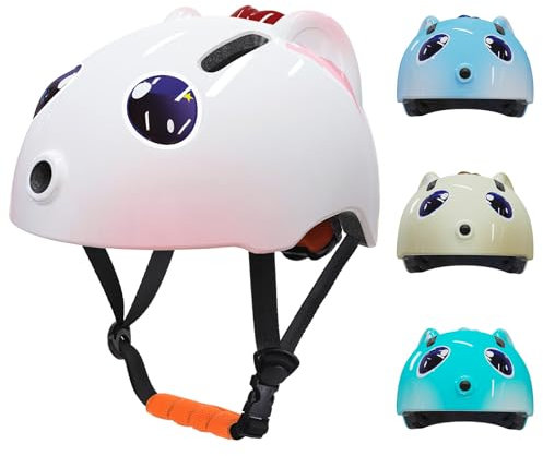 OUWANCH Fahrradhelm Kinder zu Radsport Niedliche Cartoon 3D Gestaltet Kinderhelm für Fahrrad Skateboard Rollschuh für Jungen und Mädchen Verstellbare Größe Kinderhelm 2-8 Jahre (Rose, S:48-54CM)