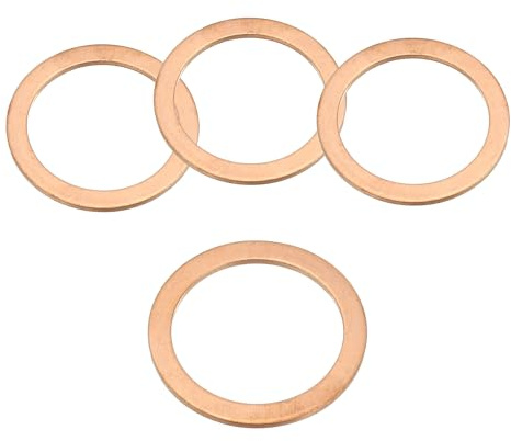 PATIKIL 4pcs Arandela de Cobre M27, Anillo de Sellado, 35x27x1.5mm(OD*ID*Grosor) Junta Plana Métrica Crush Accesorios Hidráulicos para Tornillos Perno Tapones de Cárter Drenaje de Aceite