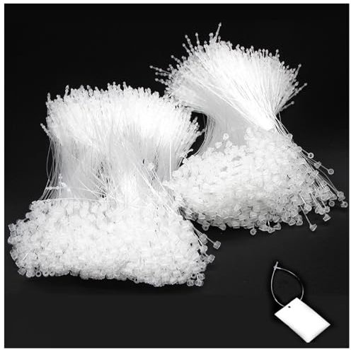 SMTCM 2000 STK Sicherheitsfäden Transparent Hängeetiketten Schnur mit Schnappverschluss zum Anbringen Loop Pins Kunststoff Sicherheit Etiketten Befestigung Tags String für Kleidung Hut Taschen 23cm