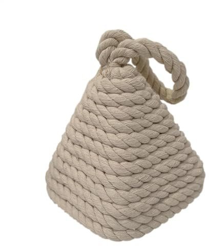 Butoir de porte lesté – Arrêt de porte avec nœud en corde | Butée de porte en fil de lin | Butée de porte en coton à nœud de corde avec poignée | Butée de porte intérieure lestée pour jouet pour chien