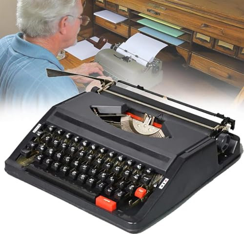 SNBGRYE Retro-Schreibmaschine, Mechanische Englische Schreibmaschine, Alte Traditionelle Tragbare Manuelle Schreibmaschine, FüR Notizen, Briefe, Kreatives Schreiben, Nostalgie,Black