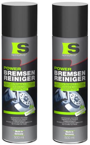 Spraytive 2 x 500ml Bremsenreiniger Spray, Kaltreiniger, Fett- & Rostlöser | Made in Germany, Ölfleckentferner, für Bremsscheiben, Bremssattel & Kette, löst Öl & Fett, rückstandsfrei, Auto & Motorrad